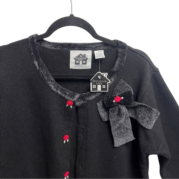 Storybook Knits Vintage Long Embroidered Rose Floral Teacher Cardigan Sweater - Picture 12 of 17